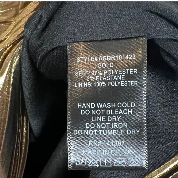 NWT ASTR Golda Mini Dress Womens M Gold One Shoulder Ruched Cocktail Going Out - Picture 8 of 8